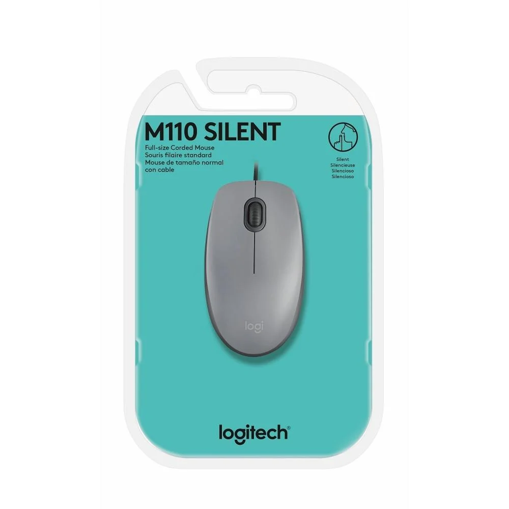 Imagem 5 de 5 do produto Mouse Logitech M110 Silent Usb 1000 Dpi Clique Silencioso - Cinza