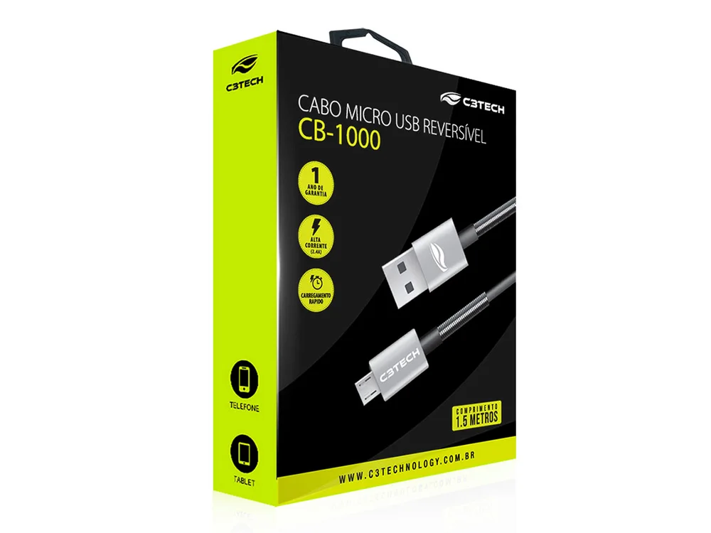 Imagem 4 de 5 do produto Cabo Usb-micro Usb C3tech 1,5m Cb-1000gy