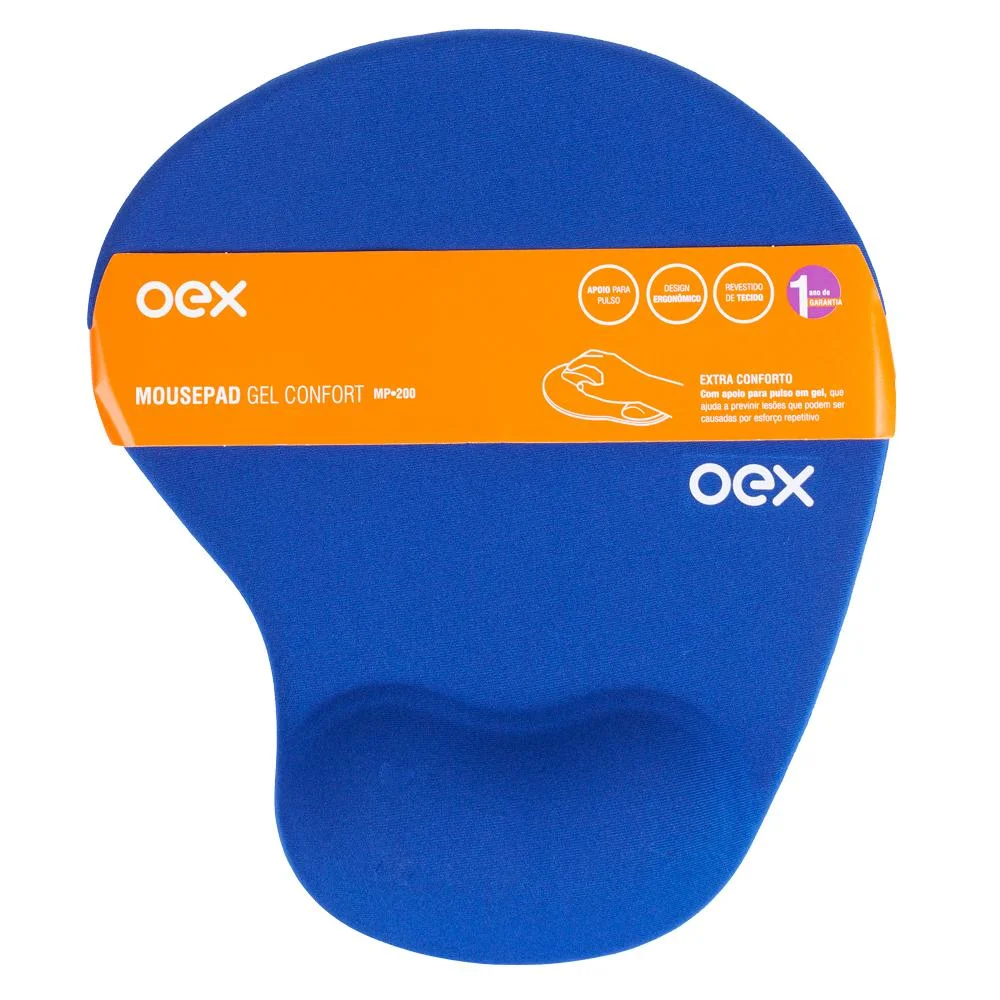 Imagem 3 de 5 do produto Mousepad Oex Confort, Com Apoio para Pulso em Gel, Azul - Mp200