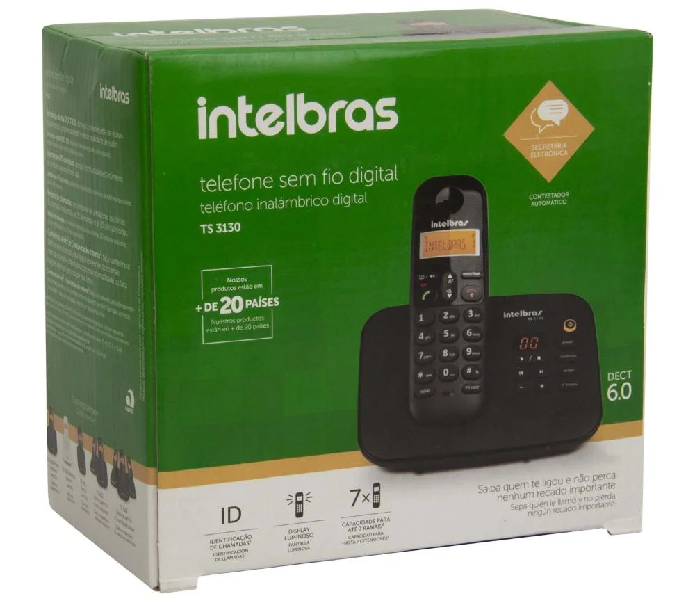 Telefone Intelbras, Sem Fio, Preto- Ts3130