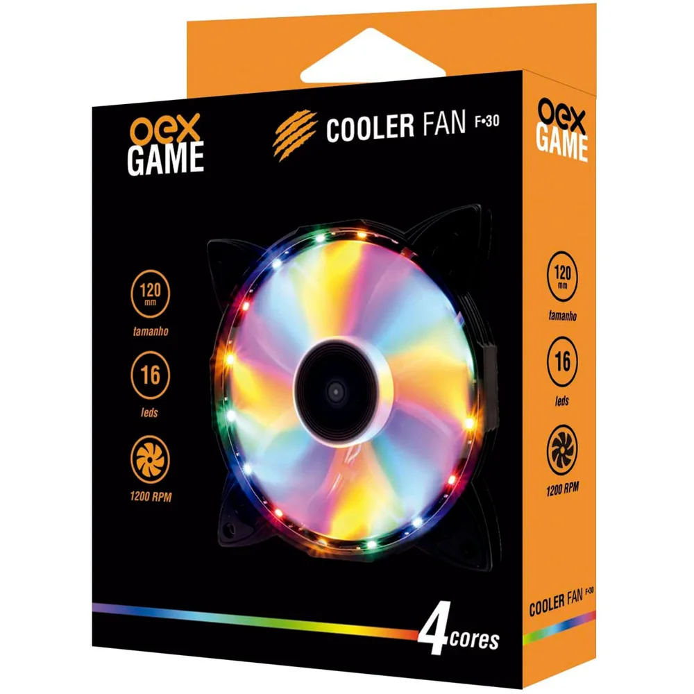 Cooler FAN OEX F30, 120mm, LED, 4 Cores Fixas 7