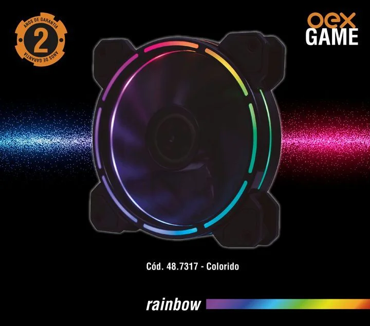 Cooler FAN OEX F40, 120mm, RGB LED, 1200 RPM, Rainbow 7