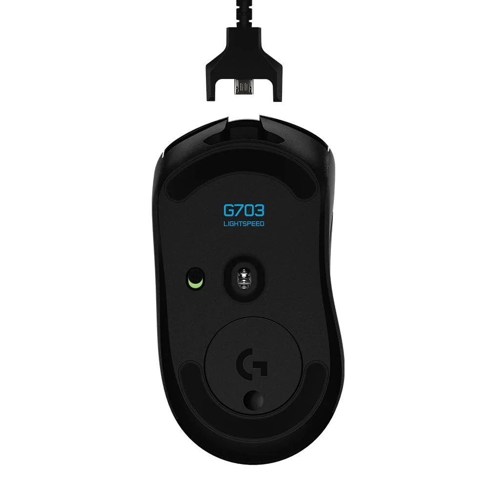 Imagem 2 de 5 do produto Mouse Sem Fio Gamer Logitech G703 Hero 16k, Lightspeed, RGB Lightsync, Recarregável, 16000 DPI, Preto, 6 Botões- 910-005639