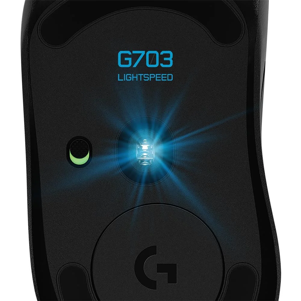 Imagem 3 de 5 do produto Mouse Sem Fio Gamer Logitech G703 Hero 16k, Lightspeed, RGB Lightsync, Recarregável, 16000 DPI, Preto, 6 Botões- 910-005639