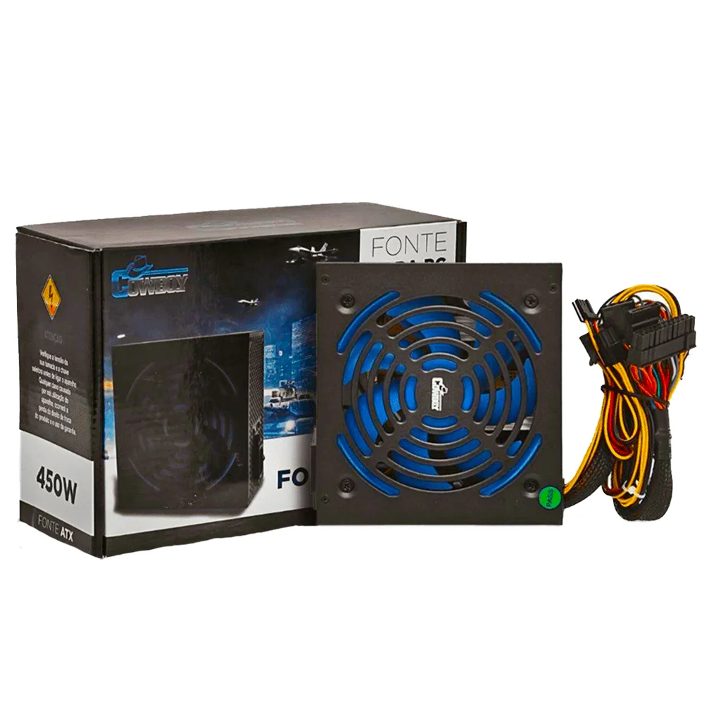 Fonte Knup ATX Cowboy Gamer, 450W, Bivolt, Para PC - KP-533