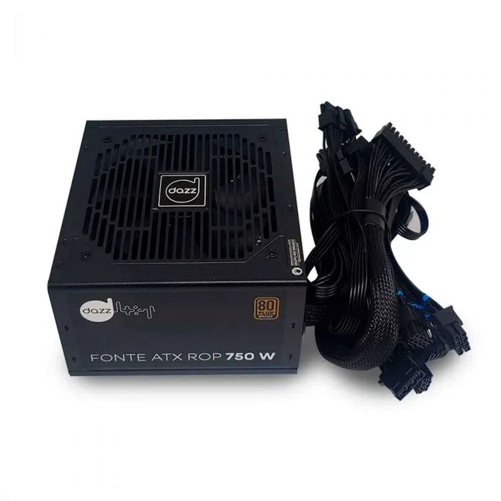Imagem 2 de 5 do produto Fonte Dazz Gamer ATX, 750W Real, 80 Plus Bronze, PFC Ativo