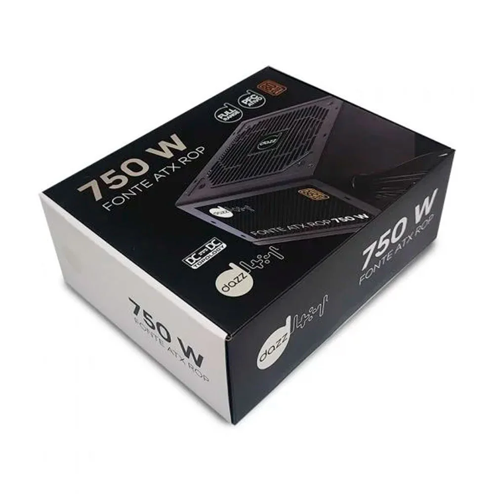 Imagem 4 de 5 do produto Fonte Dazz Gamer ATX, 750W Real, 80 Plus Bronze, PFC Ativo