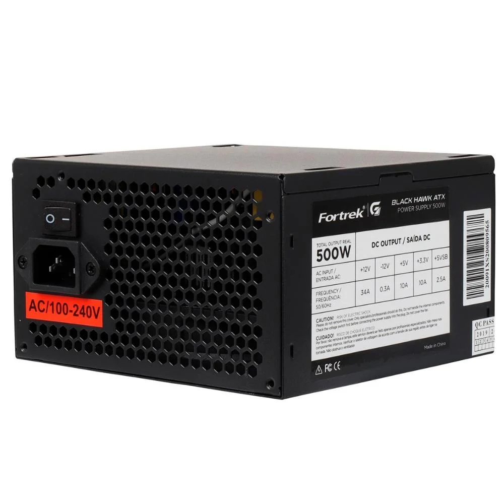 Imagem 3 de 5 do produto Fonte Fortrek ATX Black Hawk, 500W, 80 Plus Bronze, PFC Ativo
