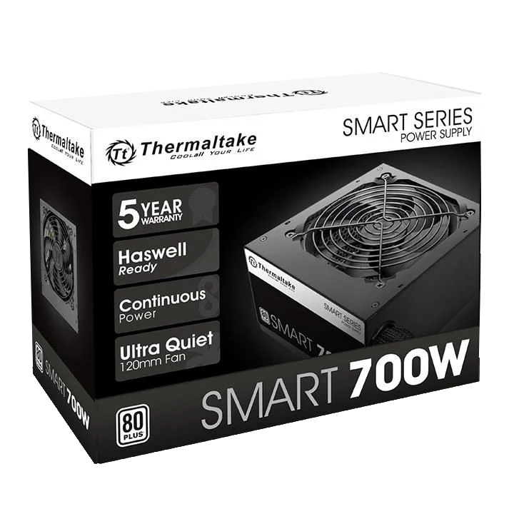 Imagem 4 de 5 do produto Fonte Thermaltake TT Smart, 700W, 80+ White - PS-SPD-0700NPCW-W