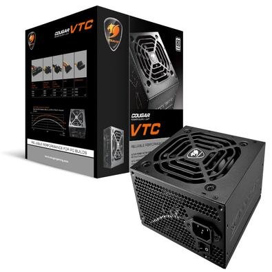 Fonte Cougar VTC500 Certificado 80-PLUS White O desempenho do VTC supera os requisitos do padrão 80 PLUS, alcançando até 84% de eficiência em 115Vac
