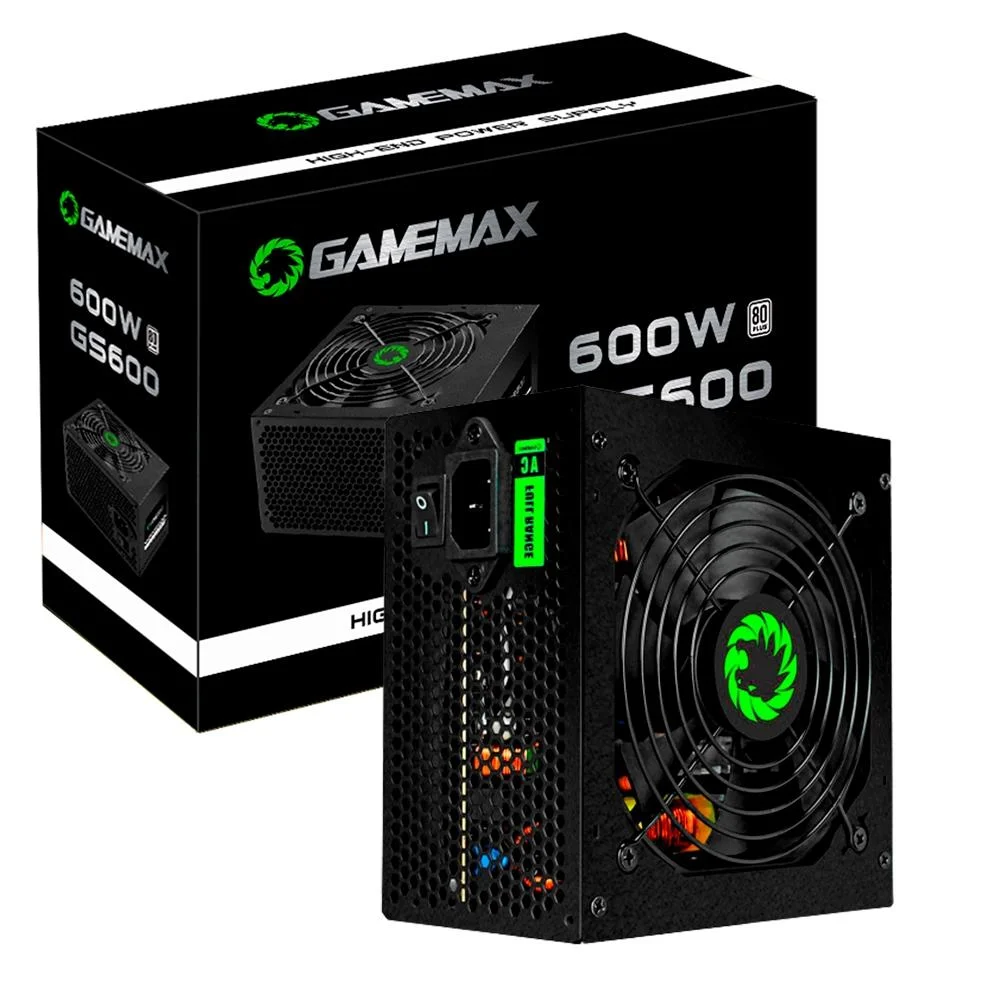 Imagem 2 de 5 do produto Fonte Gamemax Gs600, 600W, 80plus White, PFC Ativo, Preta