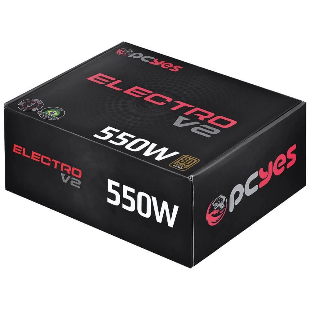 Imagem 2 de 3 do produto Fonte Pcyes Electro V2, 550W, 80 Plus Bronze, PFC Ativo