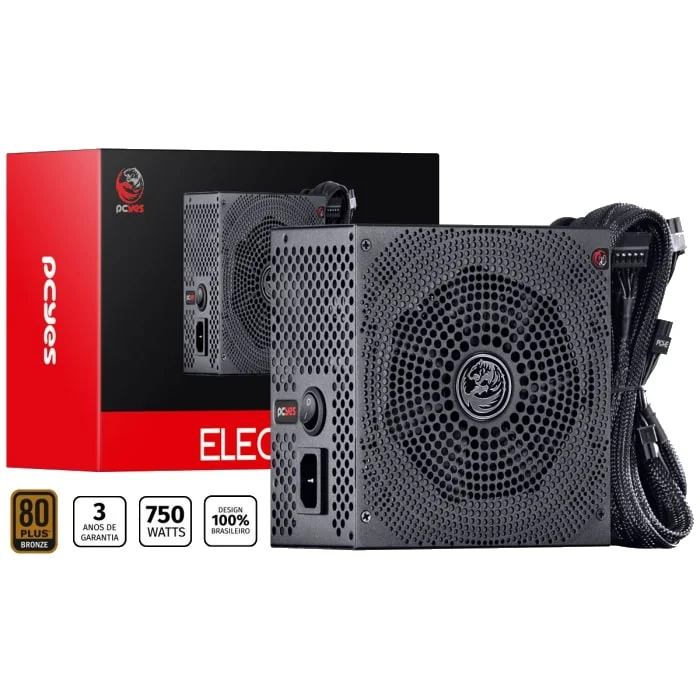 Imagem 5 de 5 do produto Fonte Pcyes Electro V2, 750W, 80 Plus Bronze, PFC Ativo, Rev.2