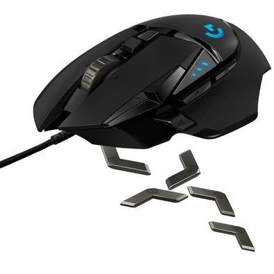 Mouse Gamer Logitech Hero G502, RGB, 11 Botões, 25600 DPI, Ajuste de Peso,  Black, 910-005550