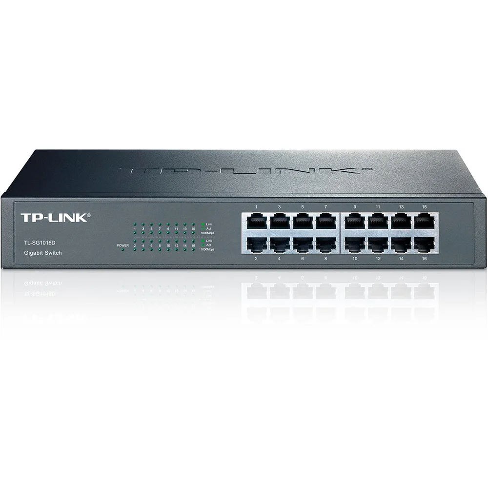 Imagem 2 de 5 do produto Switch TP-Link Gigabit, 10/100/1000, Não Gerenciável, Auto MDI / MDIX, 16 Portas - TL-SG1016D