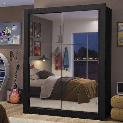 Guarda-Roupa com duas portas de correr de deslizamento suave, trilhos em alumínio, dobradiças metálicas e ferragens de qualidade que proporcionam melh