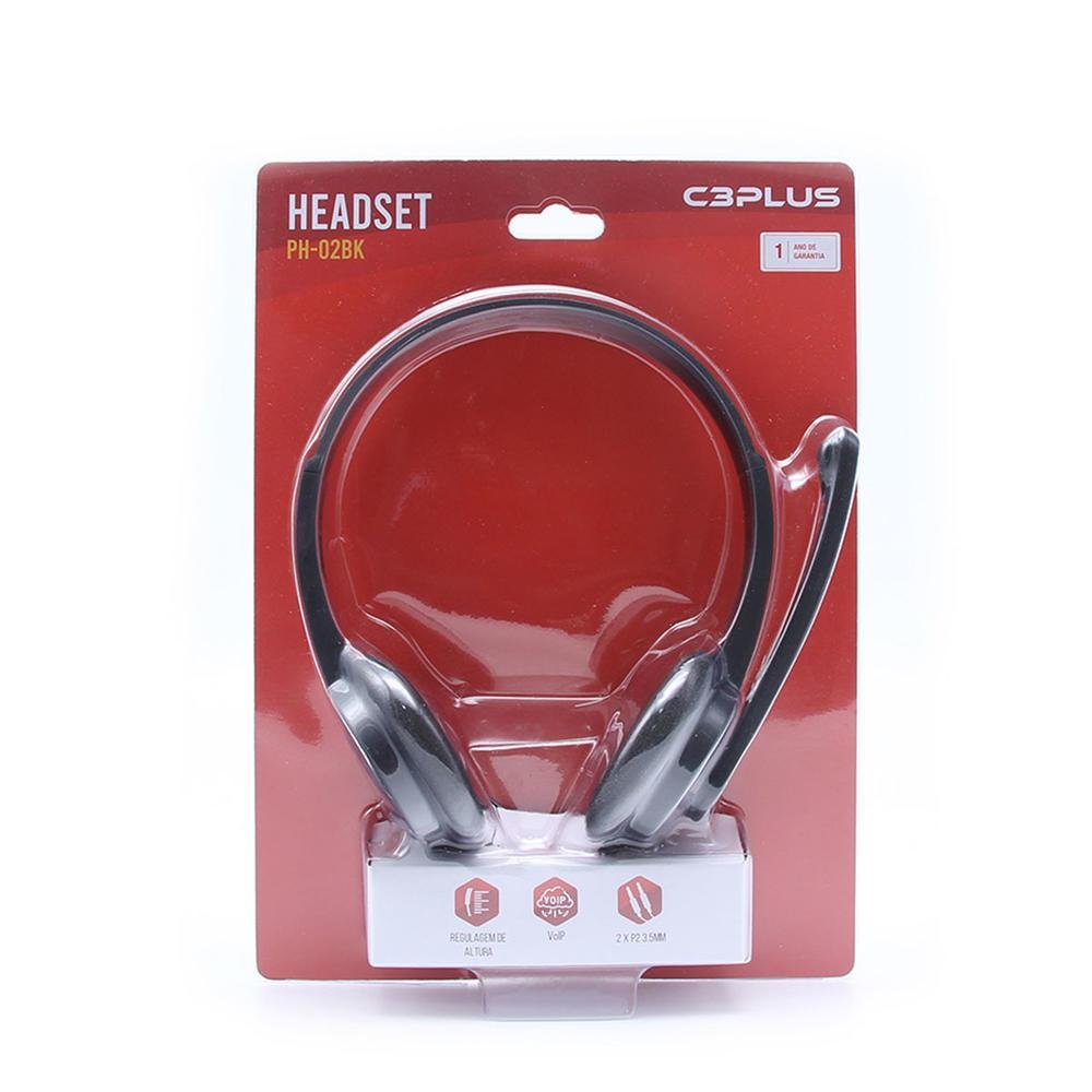 Fone com Microfone Headset, C3 PLUS PH-02BK (P2) - Imagem 4