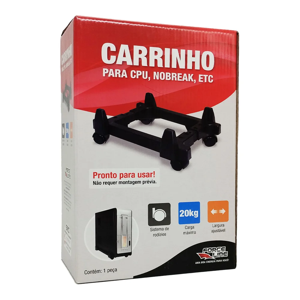 Imagem 2 de 5 do produto Carrinho Para Gabinete, E/ou Nobreak, Force Line, Preto, Com Rodinhas