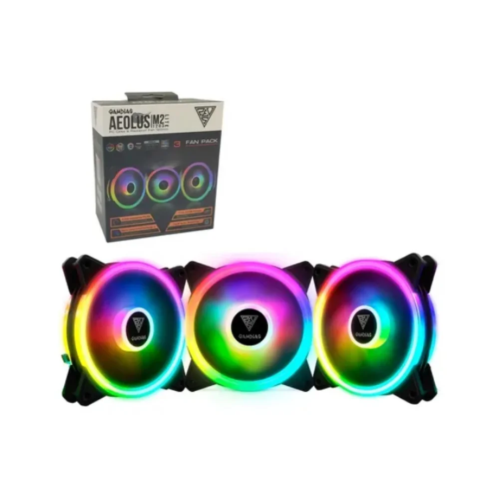 Imagem 2 de 5 do produto Kit Cooler FAN com 3 Unidades GAMDIAS Aelous, 120mm, RGB, Lite - M2-1203