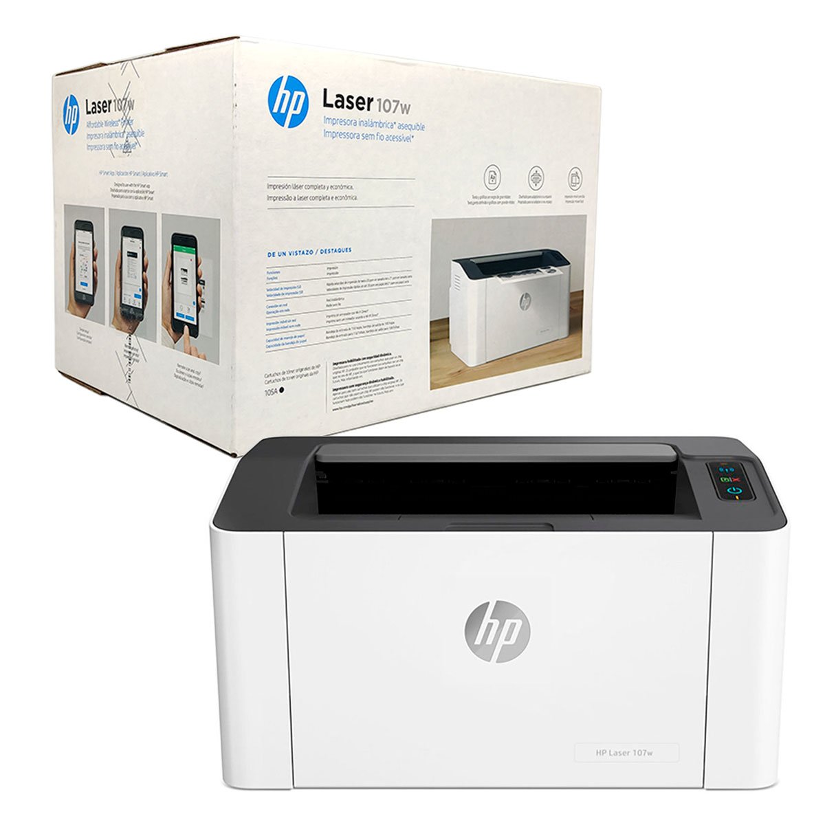 Impressora Laser, Hp 107w, Monovolt 110v, Monocromática, Wi-fi, Porta USB 2.0 - 4zb78a - 110v