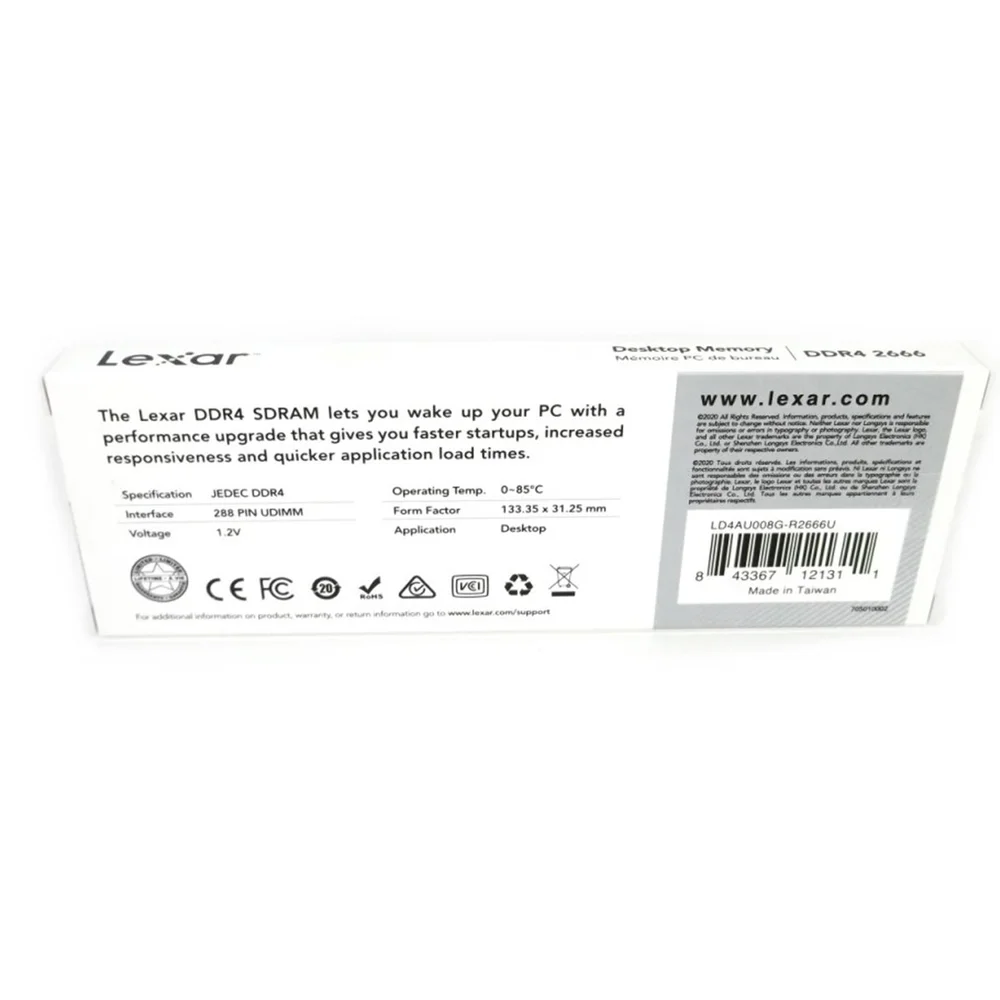 Imagem 4 de 4 do produto Memória Lexar, 8GB, 2666MHz, DDR4, CL19 - LD4AU008G-R2666U
