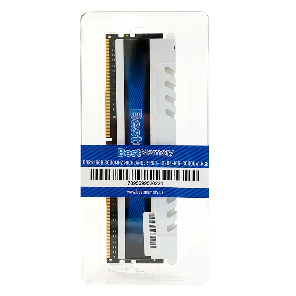 Imagem 2 de 5 do produto Memória Best Memory Gamer Highlander, RGB, 16GB, 3000MHz, DDR4, CL15, BT D4 16G, 3000DW, Branco