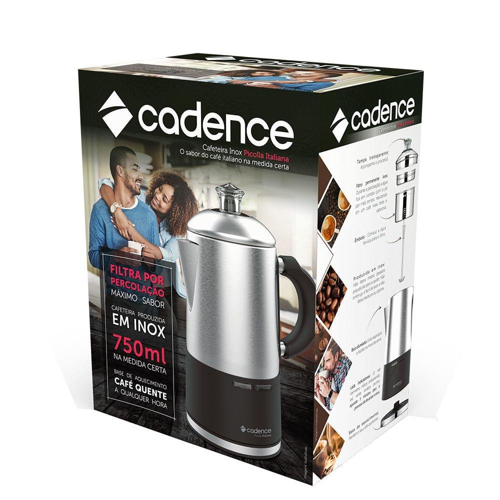 Imagem 4 de 5 do produto Cafeteira Elétrica Cadence Picolla Italiana 750ml Inox - 110V
