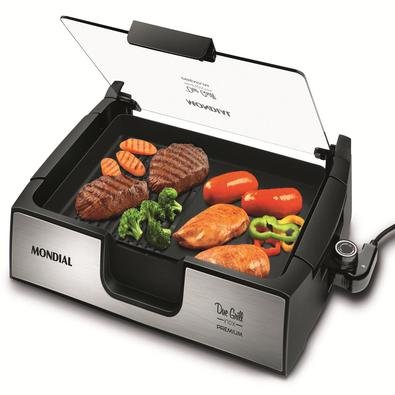 Sofisticado e moderno o Due Grill Inox Premium é uma inovação Mondial para você desfrutar de deliciosos e saudáveis grelhados com rapidez no preparo.