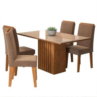 Conjunto de Mesa com 4 Cadeiras para Sala de Jantar 130x80 Ana/Tais-Cimol O Conjunto Sala de Jantar Mesa Ana 1,30x80 com 4 Cadeiras Tais C/Moldura Cim