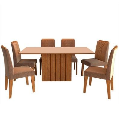 Conjunto de Mesa com 6 Cadeiras para Sala de Jantar 180x90 Ana/Nicole-Cimol O Conjunto Sala de Jantar Mesa Ana 1,80x90 com 6 Cadeiras Tais C/Moldura C