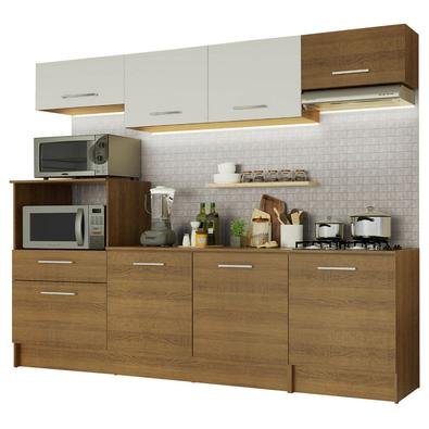 A Cozinha Completa Onix da Madesa se destaca pela praticidade e por seu design contemporâneo.Este modelo contempla dois balcões e dois armários aéreos