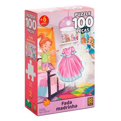 Não deixe de brincar e se divertir com este quebra-cabeça! São 100 peças, para você encaixar uma a uma até formar uma linda imagem da Fada Madrinha.Ma