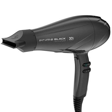 SECADOR DE CABELO PROFISSIONAL GAMA PRIME BLACK TITANIO 3D ULTRA ION - 127V2.300w de potência, bico direcionador de ar, 2 velocidades, 6 combinações d