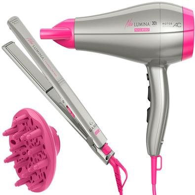 Secador de cabelo profissional gama new lumina 3d 2200w - bivoltO secador te proporciona: Mais liberdade - cabo de 3m com alça para pendurar, mais ver