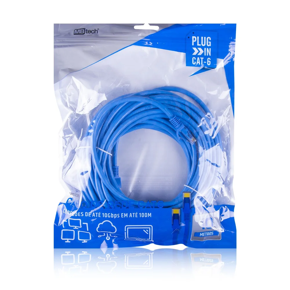 Imagem 3 de 5 do produto Cabo de Rede Knup 10 metros, KP-C14, RJ45, Homologado Anatel