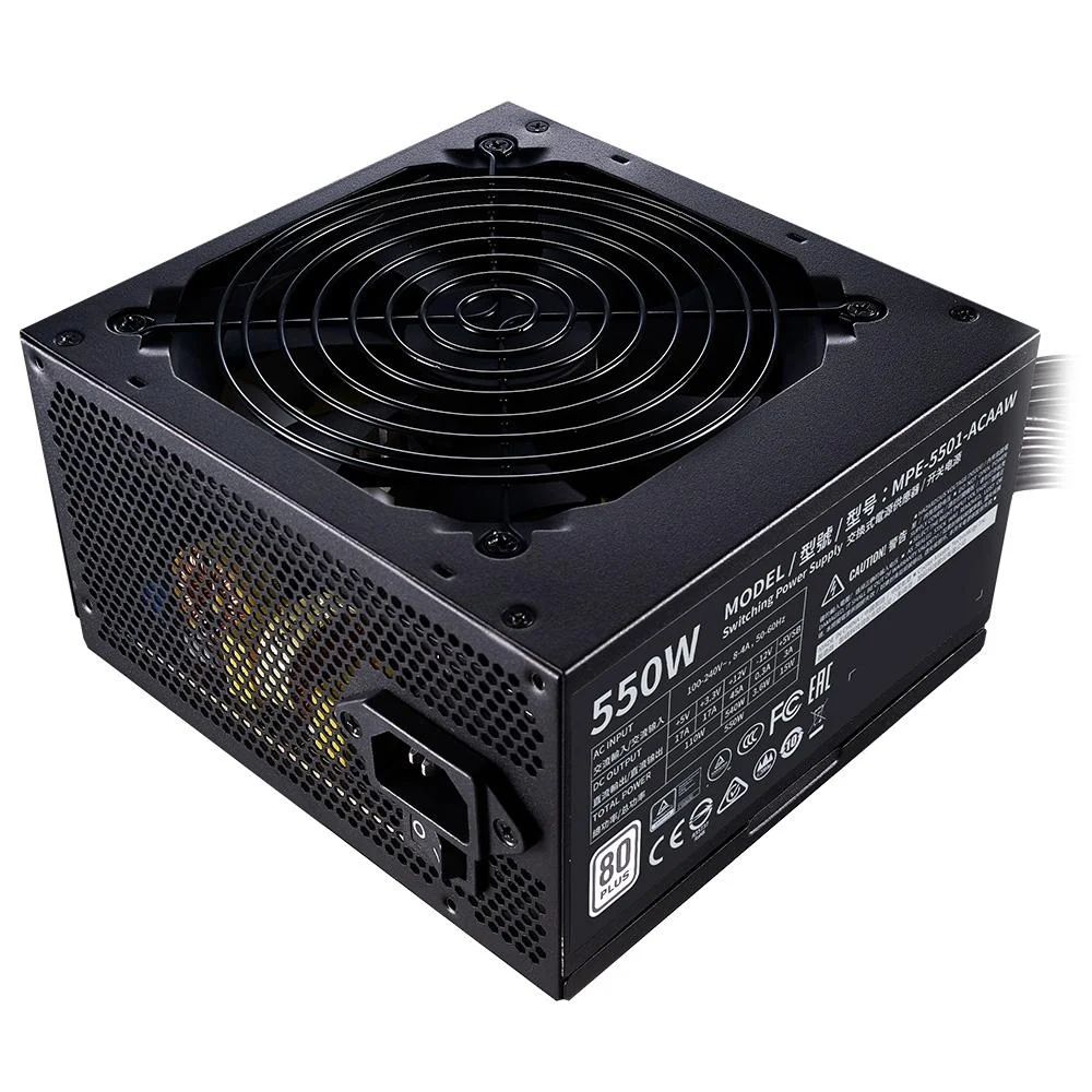 Fonte Cooler Master MWE, 550W, 80 Plus White, PFC Ativo, Com Cabo, Padrão Brasileiro, MPE-5501-ACAAW-BR