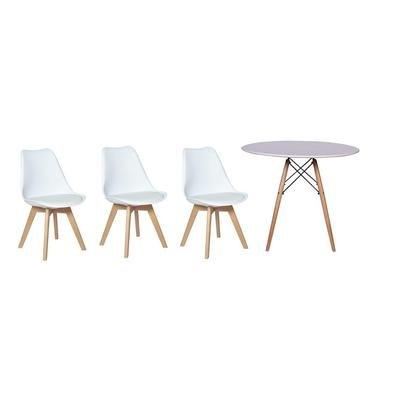 Kit Mesa Jantar Eiffel 120cm + 3 Cadeira Eames Wood Leda Design O Kit Mesa Jantar Eiffel 120cm + 3 Cadeira Eames Wood Leda Design vai dar um up na de