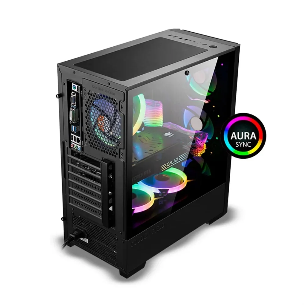 Imagem 2 de 5 do produto Gabinete  Gamer Maxracer Master - Rgb - Lateral Vidro Temperado - 3 Fan