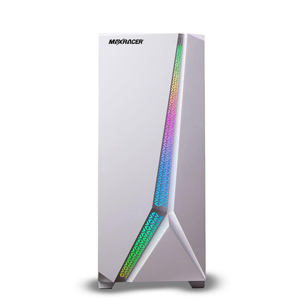 Gabinete Gamer Maxracer, Led RGB, Lateral Vidro Temperado, 1 Cooler, Branco