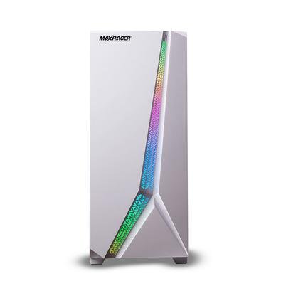 Gabinete Gamer Maxracer, Led RGB, Lateral Vidro Temperado, 1 Cooler, Branco