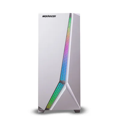 Gabinete Gamer Maxracer, Led RGB, Lateral Vidro Temperado, 1 Cooler, Branco
