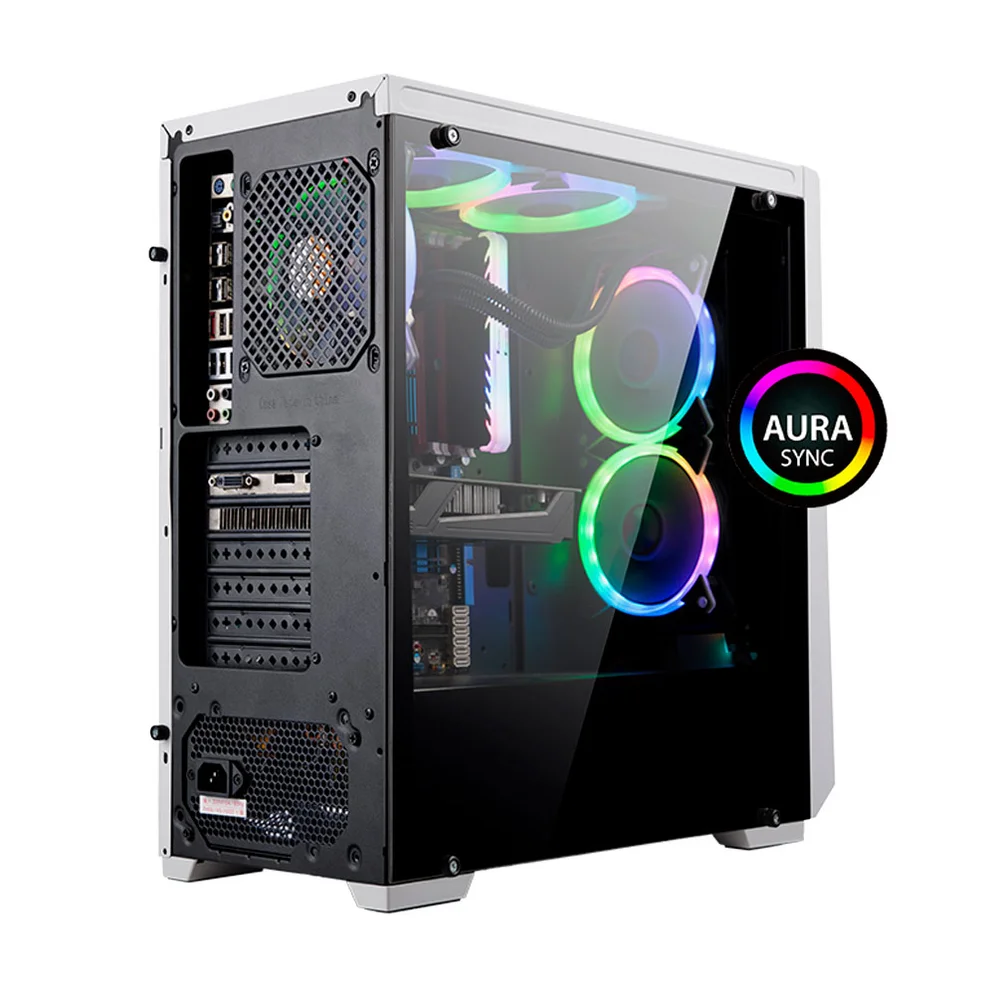 Imagem 4 de 4 do produto Gabinete Gamer Maxracer, Led RGB, Lateral Vidro Temperado, 1 Cooler, Branco