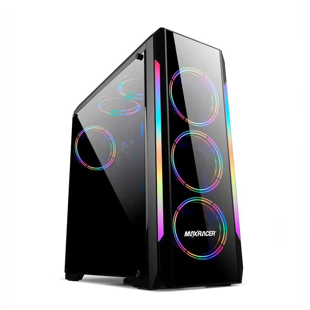 Gabinete Gamer Maxracer Bunker, Lateral Vidro Temperado, Dual Fan Rgb