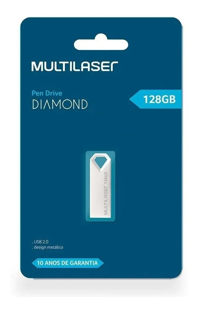 Imagem 2 de 3 do produto Pen Drive Multi Diamond 128GB USB 2.0 Metálico - PD853