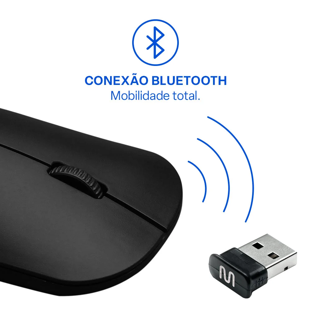 Imagem 4 de 5 do produto Mouse Sem Fio Multi Mo307, 2.4GHZ, 1200DPI, 3 Botões, USB, Preto