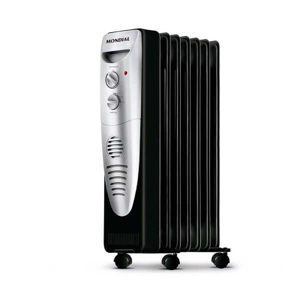 Aquecedor A Óleo Mondial 1500w A-06 Preto E Prata - 220v