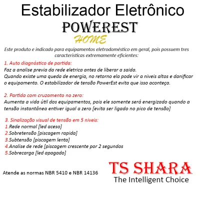 Estabilizador Ts Shara, 1000va, 1kva, 110v, Monovolt Powerest Home, c/ 6 tomadas, 9006 — foto 3