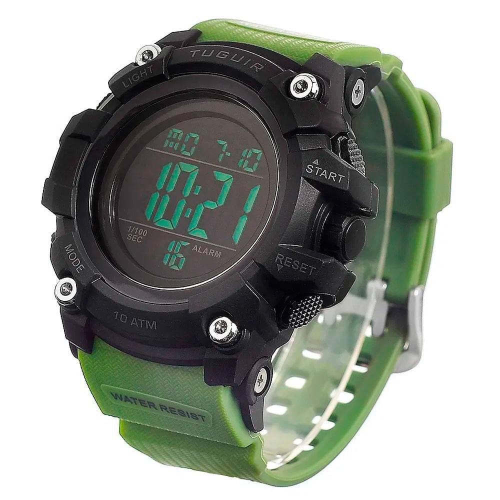 Relógio Masculino Tuguir Digital Preto E Verde - A11205 - Unico | KaBuM!