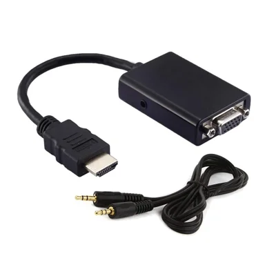 Cabo Conversor Md9 VGA Para HDMI 15cm Com Áudio P2 M/hdb15