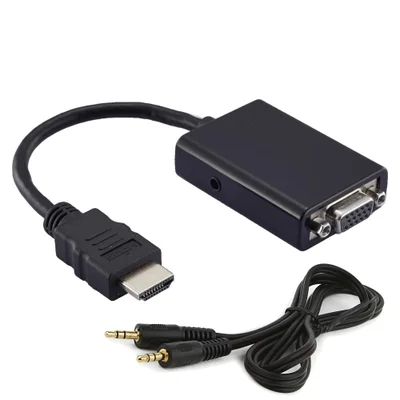 Cabo Conversor Md9 VGA Para HDMI 15cm Com Áudio P2 M/hdb15